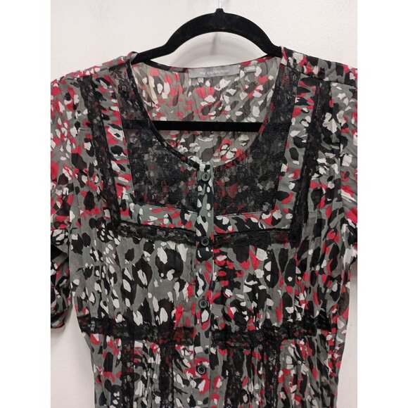 Y2K NY Collection Womens Fairy Grunge Top Small Crinkle Lace Short Sleeve - Picture 2 of 10